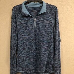 Ideology 1/4 Zip Believe in Movement Pullover Top XL Long Sleeve Sweater Blue